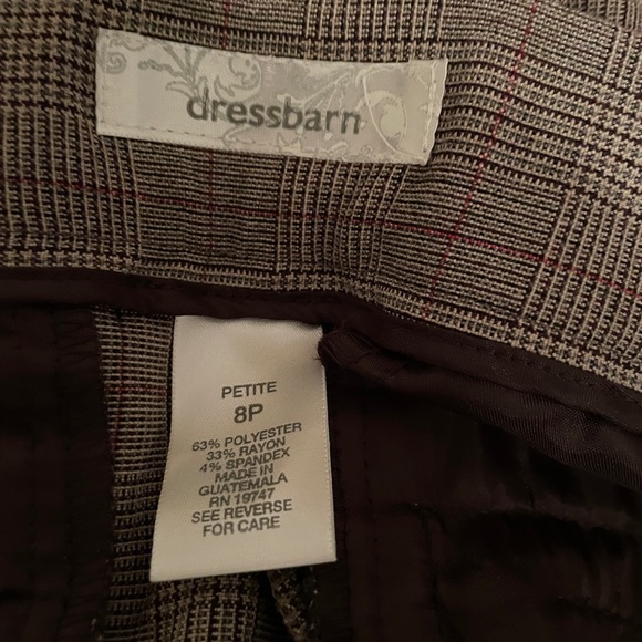 DRESS BARN Pants Size 8 Petite brown tan & maroon check. Career, Casual. Comfy. - Picture 5 of 6